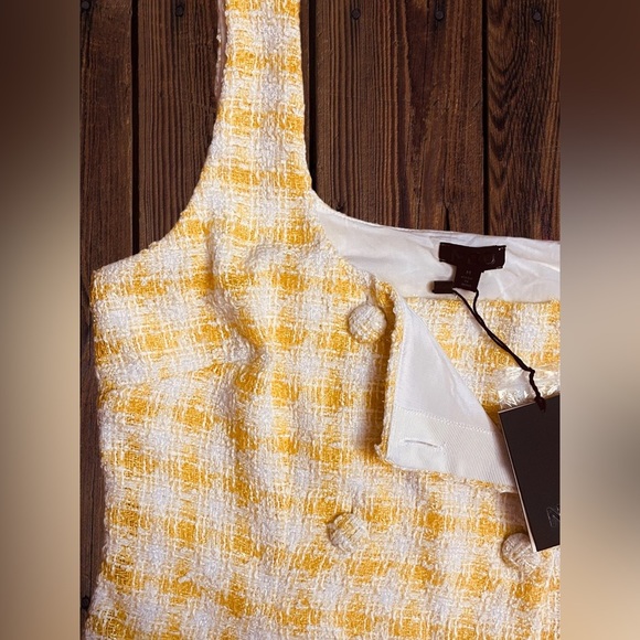 NBD Women’s Size Medium Bergette Mini Dress In Yellow & White • Double Breasted - Picture 8 of 16